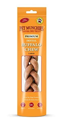 Pet Munchies Large Buffalo Dental Chew, Healthy, Natural and Long-Lasting Dog Treats, Grain Free and Low in Fat 90g