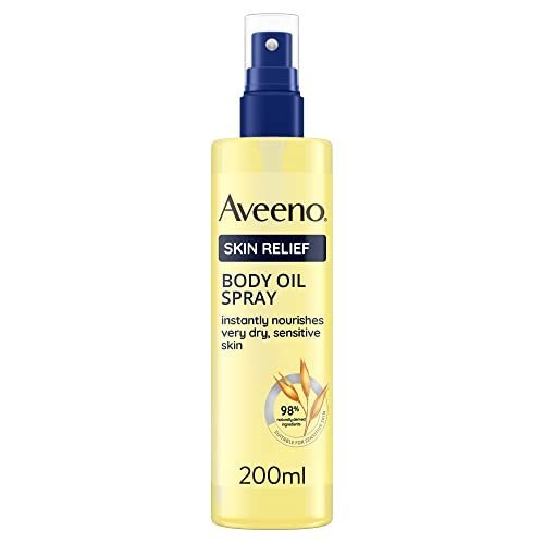 Aveeno Skin Relief Body Oil Spray (1x 200ml), Silky Body Oil for Repairing Dry, Damaged Complexions, Body Oil Spray with Jojoboa and Oat Oil for Use on Sensitive and Dry Skin
