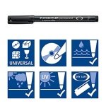 STAEDTLER 318-9 Lumocolor Permanent Pen, Fine Line Width, 0.6mm - Black (Box of 10) - Image 2