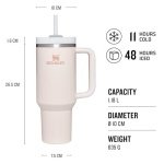 Stanley Quencher H2.0 FlowState Tumbler 1.2L - Cold For 11 Hours - Iced For 48 Hours - Water Bottle with Straw, Handle and Lid - Dishwasher Safe - Travel Mug For Cold or Hot Drinks - Rose Quartz - Image 11
