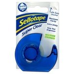 Sellotape Super Clear Tape with Easy Tear Dispenser, Extra Sticky & Maximum Clarity, 18mm x 15m