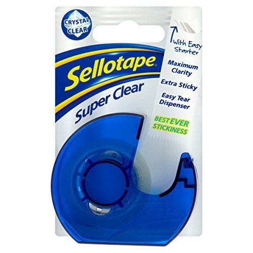 51BRBjgGLEL.jpg Sellotape Super Clear Tape with Easy Tear Dispenser, Extra Sticky & Maximum Clarity, 18mm x 15m - Image 1
