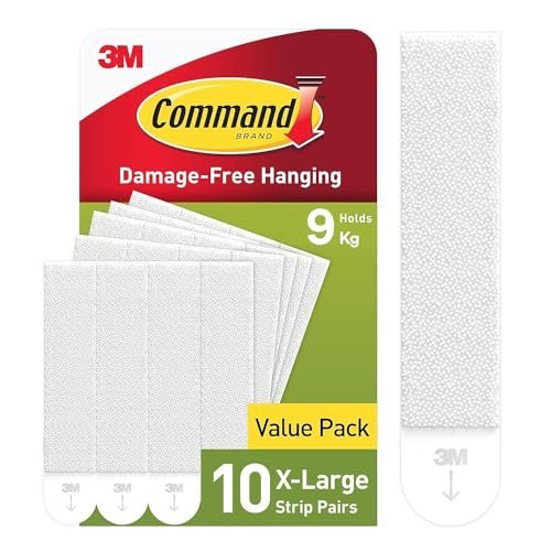 51TMZiqH1yL.jpg Command Picture Hanging Strips, White, X-Large, 10 Pairs (20 Strips) - For Pictures, Frames, Mirrors, Wall Decor - Damage Free Hanging - Image 1