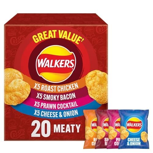 Walkers Meaty Variety Multipack Crisps Box 20x25 g (Packaging may vary)