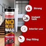 UniBond No More Nails Original, Heavy-Duty Mounting Adhesive, No Nails Strong Glue for Wood, Ceramic, Metal & More, White Instant Grab Adhesive, 1 x 365g Cartridge - Image 5