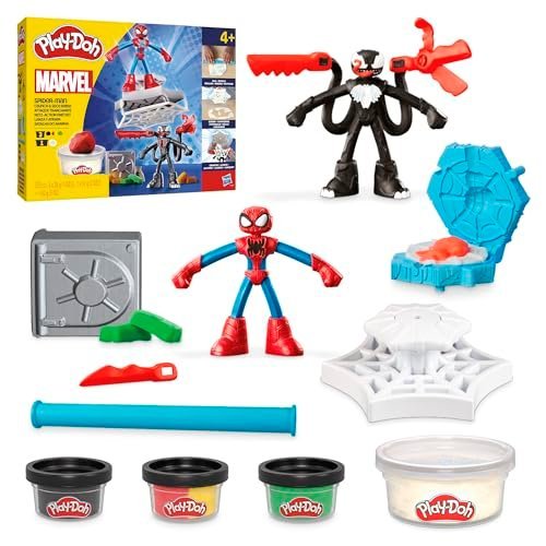 Play-Doh Spider-Man Launch & Slice Battle Playset, Non-Toxic Modelling Compound Set for Boys and Girls, Creative Toys for 4+ Year Old Kids, Christmas Arts and Crafts Gift Idea