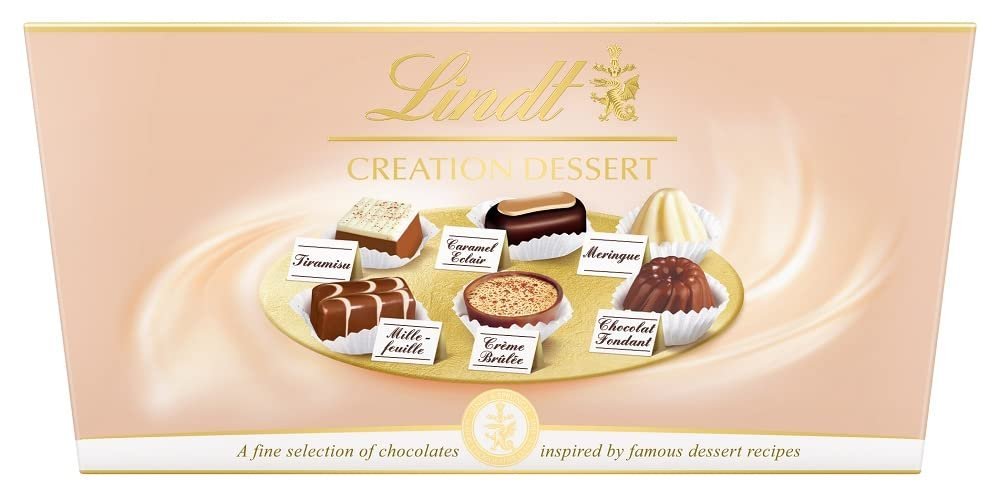 Lindt Creation Dessert - 18 Assorted Fine Dark, Milk and White Chocolate Box Medium, 173g - Gift Present or Sharing Box - Birthday, Celebrations, Congratulations, Thank you (Packaging may vary)