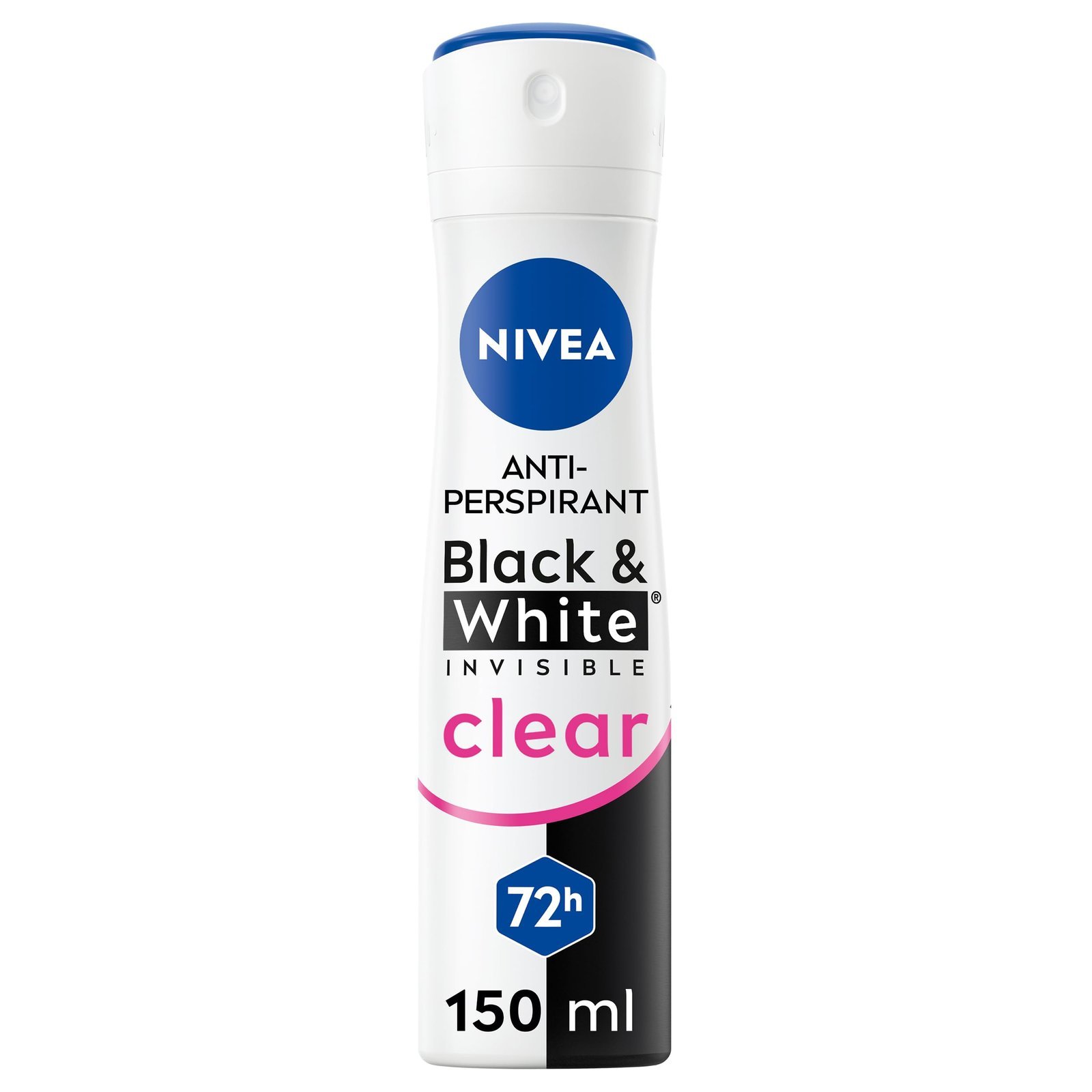 NIVEA Black & White Invisible Anti-Perspirant Spray (150ml), 72hr Anti-Sweat Women's Deodorant Spray, No Stains on Black and White Clothes