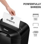 Fellowes Paper Shredder for Home Office Use - 9 Sheet Cross Cut Shredders Home Use - Shredder with 17L Bin & Safety Lock - Powershred LX50 - Shreds 31 Sheets in One Minute - High Security P4 - Black - Image 7