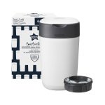 Tommee Tippee Twist and Click Advanced Nappy Bin, Eco-Friendlier System, Includes 1x Refill Cassette with Sustainably Sourced Antibacterial GREENFILM, White