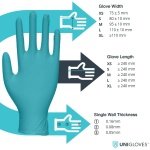 Unigloves Unitrile GS0054 Medical Grade Examination Gloves - Powder and Latex Free Disposable Gloves, Box of 100 Gloves, Blue, Large - Image 2