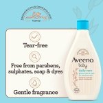 Aveeno Baby Baby Gentle Bath and Wash, White, 400 ml (Pack of 1) - Image 2