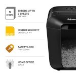 Fellowes Paper Shredder for Home Office Use - 9 Sheet Cross Cut Shredders Home Use - Shredder with 17L Bin & Safety Lock - Powershred LX50 - Shreds 31 Sheets in One Minute - High Security P4 - Black - Image 8