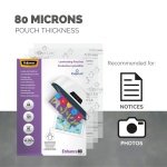 Fellowes A4 Laminating Pouches, Gloss, 80 Micron with Image Last Directional Quality Mark, Pack of 100, transparent - Image 6