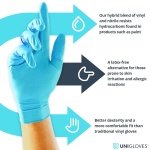 Unigloves Unitrile GS0054 Medical Grade Examination Gloves - Powder and Latex Free Disposable Gloves, Box of 100 Gloves, Blue, Large - Image 5