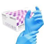 Unigloves Unitrile GS0054 Medical Grade Examination Gloves - Powder and Latex Free Disposable Gloves, Box of 100 Gloves, Blue, Large