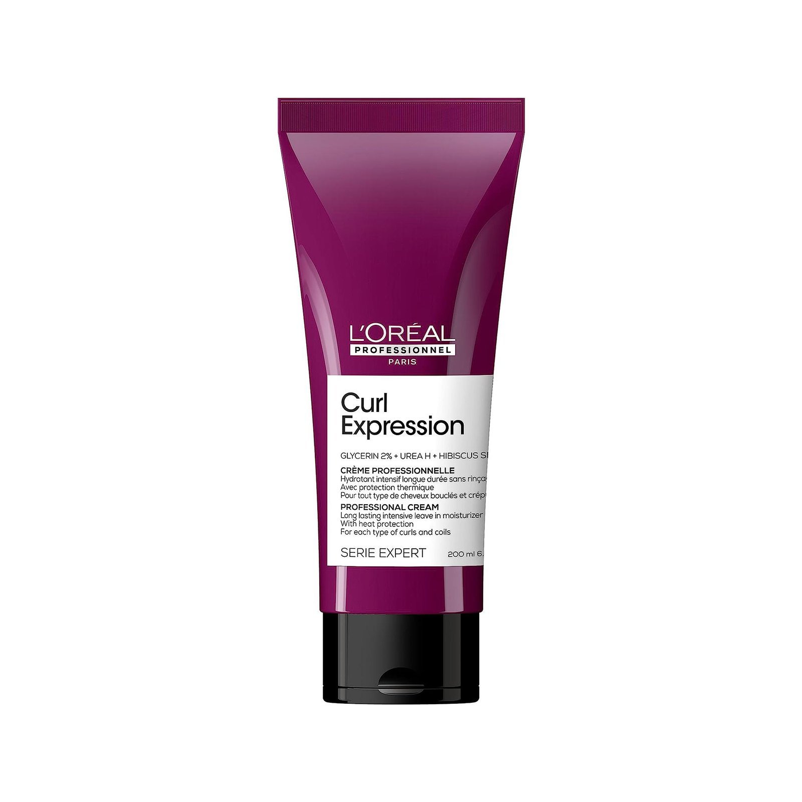 L'Oréal Professionnel Leave-In-Moisturiser, With Heat Protection, For Curly & Coily Hair, With Glycerin, Urea H and Hibiscus Seed Extract, Serie Expert Curl Expression, 200 ml