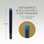 Parker Fountain Pen Ink Refill Cartridges | Long | Washable Blue QUINK Ink | 10 Count (Blister) - Image 6