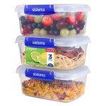 Sistema KLIP IT PLUS Leakproof Food Storage Containers | 1 L | Airtight & Stackable Meal Prep Containers with Lids | School Lunch Boxes | BPA-Free | 3 Count