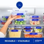 Sistema KLIP IT PLUS Leakproof Food Storage Containers | 1 L | Airtight & Stackable Meal Prep Containers with Lids | School Lunch Boxes | BPA-Free | 3 Count - Image 6