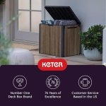 Keter Signature Everwood 30 Gallon Resin Outdoor Storage Box and Patio Furniture Side Table for Pool and Garden Accessories, Walnut - Image 2