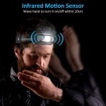 Babacom Head Torch, Rechargeable Super Bright LED Headlamp-250 Lm, Motion Sensor, IPX6 Waterproof, 5 Light Modes, Adjustable Angle & Strap, Led Head Torch for Running Camping Hiking Fishing - Image 5