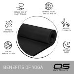 Yoga Mat Exercise NBR Fitness foam mat Extra Thick Non-Slip Large Padded High Density ideal for HiiT Pilates gymnastics mats Fitness & Workout with Free Carry Strap (Black) - Image 5