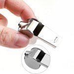 iJiZuo Stainless Steel Whistle, Metal Referee Whistle with 41cm Lanyard, Stainless Sports Whistles for Outdoor Activities, Referees, Coaches, Lifeguards, Soccer, Basketball-Silver - Image 2