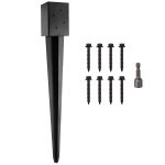 LADECH 4x4 Fence Post Anchor Ground Spike 36” Length Metal Black Powder Coated – Mailbox Post Anchors – Fit 3.5x3.5 Lumber (1, Black)