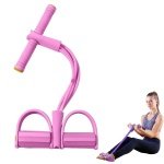 6 Tubes Foot Pedal Resistance Band, Sit up Exercise Equipment, Elastic Bands for Exercise, Foot Resistance Bands, Workout Bands, Exercises Equipment for Home Use (pink)