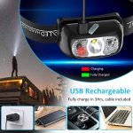 Babacom Head Torch, Rechargeable Super Bright LED Headlamp-250 Lm, Motion Sensor, IPX6 Waterproof, 5 Light Modes, Adjustable Angle & Strap, Led Head Torch for Running Camping Hiking Fishing - Image 3