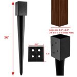LADECH 4x4 Fence Post Anchor Ground Spike 36” Length Metal Black Powder Coated – Mailbox Post Anchors – Fit 3.5x3.5 Lumber (1, Black) - Image 9